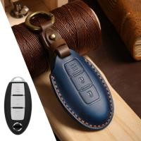 ราคา Car Key Case Cover Fob Holder Leather Pouch Keychain Accessories for Nissan Sylphy Bluebird Qashqai Tiida X Trail Bluebird Shell (16241708836)
