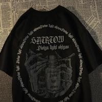 ราคา เสื้อยืดแนวฮิปฮอปผ้าฝ้ายแขนสั้นโครงกระดูกพิมพ์ลายสไตล์วินเทจแบบอเมริกันสำหรับผู้ชายเสื้อตัวนอกสูง (18260453658)