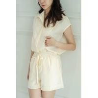 ราคา MOM101 Chloe Set ชุดเซ็ทลินิน เสื้อเชิ้ตให้นมและกางเกงขาสั้น (21080653114)