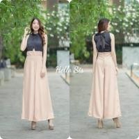 ราคา จั้มสูทขายาวตัดต่อแต่งเสื้อต่างสีผ้าซาร่า กางเกงทรงขาบานมีซิปหลัง เอวเรียบไม่สม็อค (19726199815)