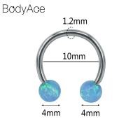 ราคา Bodyace 1ชิ้นแหวนผนังกั้นจมูกหัวใจห่วงสแตนเลสเจาะจมูกและหูโอปอลสีฟ้าสแตนเลสห่วงแหวนเกือกม้าเจาะกระดูกอ่อนหูเกลียว Daith (19003267526)
