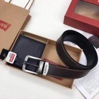 ราคา ชุดสุดคุ้ม LEVIS Belt and Wallet Gift Set ของแท้ ระเป๋าสตางค์พับสองตอนและเข็มขัดวัสดุหนังคุณภาพดี (449572883)