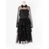 ราคา shein เดรสผ้าซีทรูตาข่าย แต่งปักลายดาว แต่งระบายชั้นๆ มีซับใน ซิปด้านหลัง ป้ายแบรนด์ระบุไซส์ EUR L Preloved (20674819901)