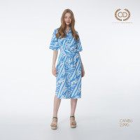ราคา ชุดเดรสสีฟ้า เดรสแขนสั้นเหนือข้อศอก ทรงหลวม ยาวประมาณคลุมเข่า C D THANN มีกลิ่นหอมของ Eden Breeze CAF4BU (19577219112)
