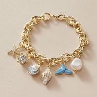 ราคา กำไลข้อมือปลาดาวเปลือกหอยสำหรับผู้หญิงสร้อยข้อมือโซ่สีทองไข่มุกเทียมเครื่องประดับชายหาดในฤดูร้อน (21171014680)