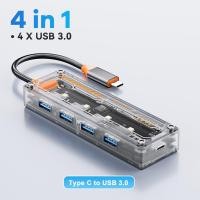 ราคา Asometech Type C ฮับ4 in 1 USB C ไปยัง USB 3 0โปร่งใส Punk Docking Station Splitter Adapter สำหรับ MacBook แล็ปท็อป iPhone Samsung (21171041580)