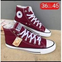ราคา Converse คอนเวิร์สหุ้มข้อ รองเท้าผ้าใบ ใส่ได้ทั้งหญิงและชาย มีไซส์36 45 สีแดงเลือดหมู พร้อมส่ง (18879925993)