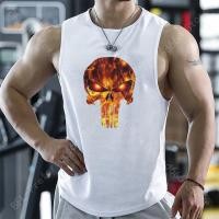 ราคา Men Fitness Tank Tops Summer Singlets Running Sport Sleeveless T Shirt Skull Print Sportswear Gym Vest Quick Dry Mens Clothes (20146185413)