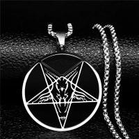 ราคา Baphomet เครื่องรางของขลังขนาดใหญ่ kalung Baja Tahan karat รูปดาวห้าแฉกแนวกอธิคสำหรับผู้ชายเครื่องรางของซาตานแพะอัญมณีลูซิเฟอร์ (21170438612)