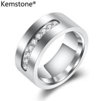ราคา Kemstone ชุบเงินแบบง่ายสแตนเลสแหวนฝังคริสตัลแหวนไทเทเนียม (9116207662)