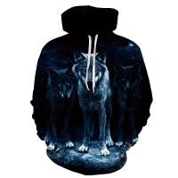 ราคา เสื้อกันหนาวผู้ชายลายสัตว์สุดเท่ห์เสื้อฮู้ดแขนยาวพิมพ์ลายหมาป่า3D พร้อมกระเป๋า (10175055960)