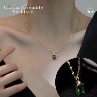 ราคา พร้อมส่ง MNL สร้อยคอหรูเงินแท้ Charm Assemble มรกตเขียวเม็ดใหญ่ ต่างหูผู้หญิง ต่างหูเพชร ต่างหูเกาหลี ต่างหูห่วง ตุ้มหูเพชร ออกงาน ชุดราตรี (19923927905)