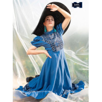 ราคา เดรสเจ้าหญิงม้งคราม ชุดเดรสยาว ผ้าฝ้ายพื้นเมืองล้านนา (19452030230)