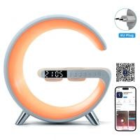 ราคา โคมไฟตั้งโต๊ะมีไฟ LED RGB สมาร์ท APP ไฟกลางคืนสร้างบรรยากาศลำโพงนาฬิกาปลุกที่ชาร์จไร้สายสำหรับ iPhone Samsung ห้องเดสก์ท็อป (21170640742)