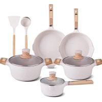ราคา YIIFEEO 16 Pieces Cookware Set Nonstick Pans and Pots Sets Stone Non Stick Frying Pans and Saucepan Sets with Cooking UtensilsInduction Compatible Cream Marble (10905580978)