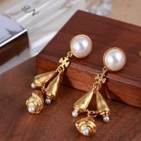 ราคา Tory Burch แฟชั่นยุโรปและอเมริกา Retro Gold Conch Shape With Pearl Long Tassel Earrings Earrings For Girls high quality (16985181943)