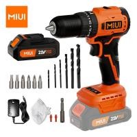 ราคา MIUI Cordless Lithium ion Drill Brushless 13mm Chuck Size Max Power Drill Driver 35N m Torque 2 Speed Impact Function and Accessories Battery Fast Charger Included (20954135638)