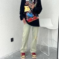 ราคา 2022แฟชั่นผู้ชายวินเทจหลุมล้างสีตรงกางเกงลำลอง Streetwear ยืดกางเกงยีนส์แบบบาง Biker กางเกงยีนส์ S 2XL (19890481407)
