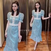ราคา เดรสคอแต่งมุก แขนตุ๊กตา M 2XL ใช้ผ้าลูกไม้งานปักอย่างดี ชุดไปงาน ชุดออกงาน ชุดทำบุญ งานป้าย The Classic (18895410549)