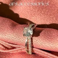 ราคา แหวนเพชรcz แหวนชุบเงินแท้ ปรับขนาดได้ แหวนเงิน (18146337348)