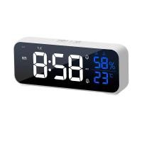 ราคา Music LED Digital Alarm Clock Voice Control Temperature Humidity Display Desktop Clocks Home Table Decoration Built in 1200mAh (20626874914)