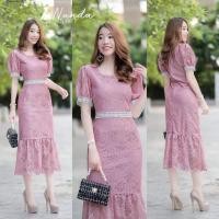 ราคา Aya shop เสื้อผ้าผู้หญิง เดรสลูกไม้สั้น สีกรม ชมพู เขียว ฟ้า ชมพูกะปิ แดง เทา ขาว ดำ พร้อมส่ง (4886752778)