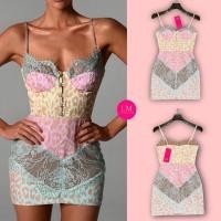 ราคา มินิเดรส Leopardผ้าแต่งสลับสีตัดต่อด้วยผ้าลูกไม้ (19803076652)