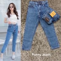 ราคา กางเกงยีนส์ทรงบอย เอวสูง ผ้าไม่ยืด งานป้าย punny jeans (9973076879)