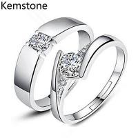 ราคา Kemstone แฟชั่นทองคำขาวชุบ Cubic Z irconia หลายออกแบบเปิดประเภทปรับแหวนคู่ (551802385)