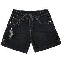 ราคา กางเกงยีนส์ ขาสั้น ผู้หญิง ผ้ายืด สีดำ ปักลายดอกไม้ MEDIA JEANS 1208 (942424434)