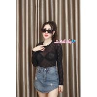 ราคา บอดี้สูทซีทรูสุดหรูคอกลมแขนยาว (19454600443)