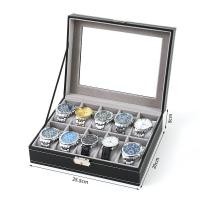 ราคา พร้อมส่ง กล่องนาฬิกา 6 10 12 เรือน กล่องใส่นาฬิกา กล่องเก็บนาฬิกาข้อมือ Watch Box หนังPUสีดำในสีเทา Leather Watch Box หน้าต่างโปร่งใส (20698635866)