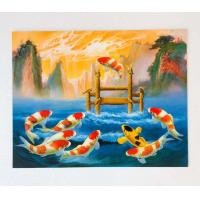 ราคา รูปภาพมงคล เสริมฮวงจุ้ย ภาพแต่งบ้าน รูปภาพติดผนัง ปลาคาร์ฟ 9 ตัวข้ามซุ้มประตูมังกร ขนาดภาพ 16x20 นิ้ว หรือ 41 cm x 51 cm (15270097843)