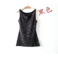 ราคา ชุดการแสดงเสื้อกล้ามสายเดี่ยวตัวสั้นสำหรับผู้หญิงเสื้อตัวในปักเลื่อมเซ็กซี่ใส่ด้านนอกสำหรับฤดูร้อนเสื้อสายเดี่ยวสีดำเรียบง่ายแมทช์ลุคง่าย (19906164039)