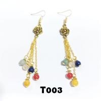 ราคา ต่างหูระย้าประดับหินมงคลหินนำโชค ต่างหูหินแท้ ต่างหูระย้าสีทอง สินค้าแฮนเมด (16506591188)