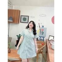 ราคา เดรสสาวอวบ ทรงสูท ลายสก๊อต แต่งกระดุมหน้า ผ้าคอตตอลเนื้อดี ทรงสวย (20512995125)