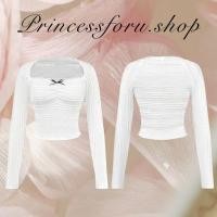 ราคา เสื้อครอป แขนยาว สีขาว แต่งโบว์ด้านหน้า แฟชั่นเวียดนาม (20993500796)