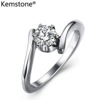 ราคา Kemstone Twist ไทเทเนียมแหวนเหล็กสำหรับผู้หญิงเงินชุบเพชรแหวนแต่งงาน (118639360)