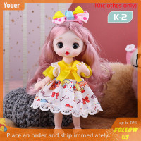 ราคา Youer ใหม่ MINI 16CM 13 movable Joint Girl Baby Doll กับ3D Eyes Beautiful DIY Toy (20622630360)