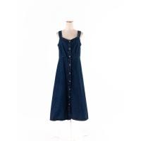 ราคา no brand เดรสเอี๊ยมยีนส์กระดุมหน้า Preloved (20670465369)