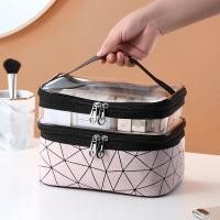 ราคา Double deck Travel Toiletries Cosmetic Bags Waterproof Portable Handle Makeup Bag Organizers (1595154458)