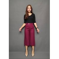 ราคา Plain Plain by Noi กางเกงลินินบาน5ส่วน กางเกงขาบาน กระดุมหน้า (19573769141)