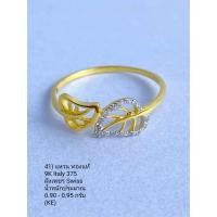 ราคา แหวนทองแท้ 9K Italy 375 แหวนใบไม้ ฝังเพชร Swiss KE (18278000478)