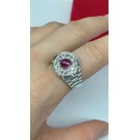 ราคา แหวนเงินชายลายนาฬิกาโรเลททับทิมล้อมเพชร (18735351586)