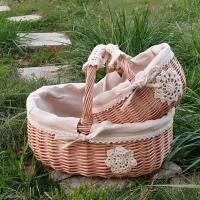ราคา RET Storage Basket Food Basket Rattan Wicker Egg Basket Portable Gift Picnic Fruit Small Woven Bamboo Folwer Basket (20572907370)