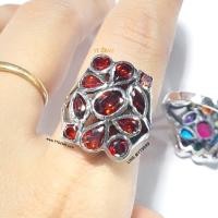 ราคา แหวนโกเมน แหวนเงินแท้ รมดำ พลอยโกเมน CZ YTG 11301 (9827891595)