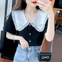 ราคา YIGE เสื้อชีฟองสวยๆสำหรับผู้หญิง2023เสื้อแฟชั่นใหม่ลดอายุปกตุ๊กตาเสื้อสีฟ้าตะวันตกแขนพองฉบับภาษาเกาหลี (17800763364)