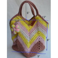 ราคา กระเป๋าถักโครเชต์ ทรงถุงแกงยอดฮิต Granny Square Bag แบบคล้องแขน ถักจากเชือกฟอก สำหรับใส่กระเป๋าสตางค์ โทรศัพท์มือถือ กุญแจรถฯ ขนาดประมาณ 12 x 8 (21029691851)