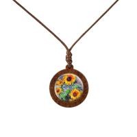 ราคา Yellow Sunflower Flower Butterfly Pattern Glass Cabochon Wood Necklace Fashion Jewelry Sweater Chain Long Necklace Women Gift (18806238413)