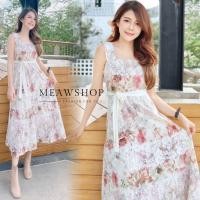 ราคา เดรสพิมพ์ลาย ตกแต่งด้วยผ้าลูกไม้ฉลุเส้นใหญ่ SML เดรสลูกไม้ เดรสลายดอก เดรสสีชมพู ชุดเพื่อนเจ้าสาว ชุดไปทะเล ชุดออกงาน ชุดไปงาน งานป้าย Patcha (21139417462)